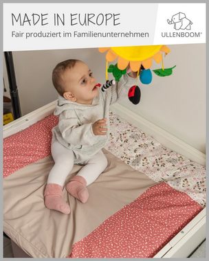 ULLENBOOM ® Wickelauflagenbezug Wickelauflagenbezug Rosa Blüten 75x85 cm (Made in EU), Bezug mit Hotelverschluss, 100% Baumwolle