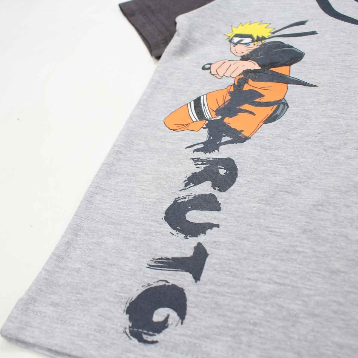 140 Gr. bis Shippuden Jungen 104 T-Shirt Print-Shirt Grau Naruto Kinder Anime Shirt Naruto Kurzarm