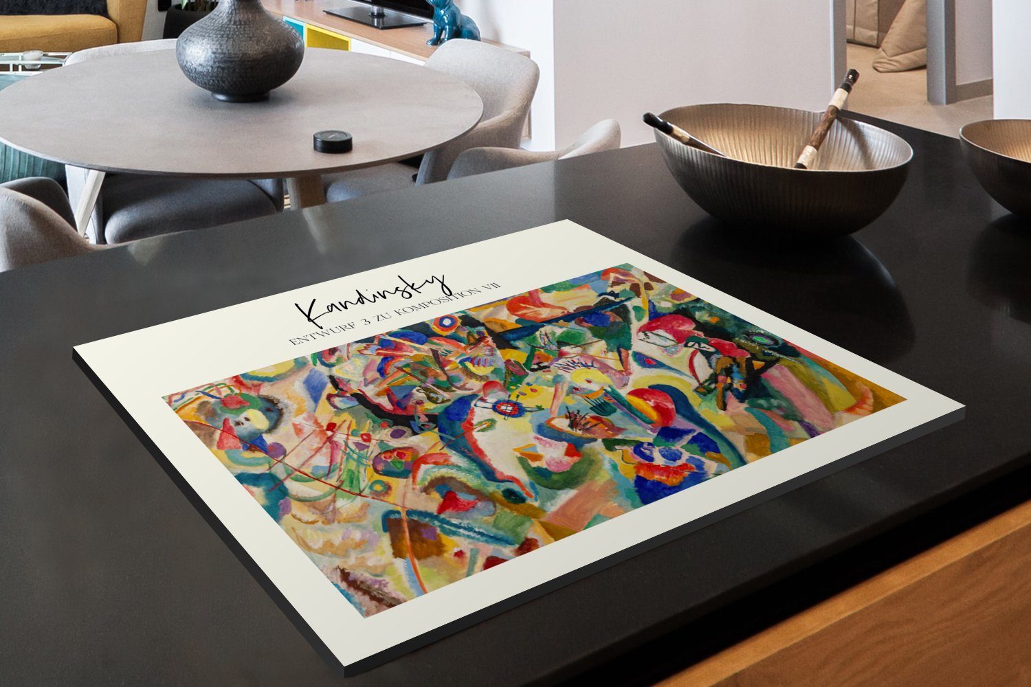 Arbeitsfläche Meister, - Alte Mobile Ceranfeldabdeckung Kunst - (1 Kandinsky Wassily nutzbar, Vinyl, tlg), MuchoWow Herdblende-/Abdeckplatte 70x52 cm,