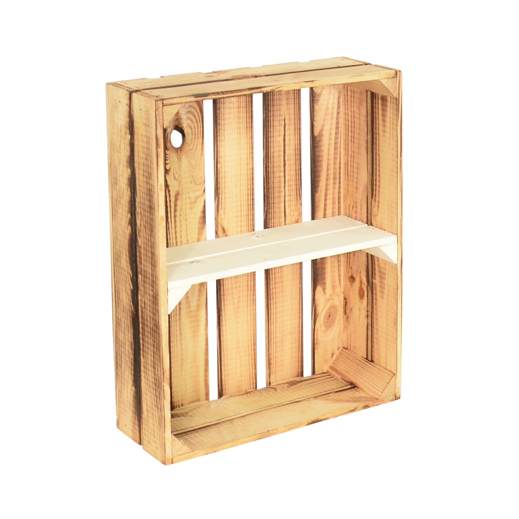 CHICCIE Holzkiste Holzregal 50x40x15cm - hell geflammt weiß 1x kurzes Regal (1 St)