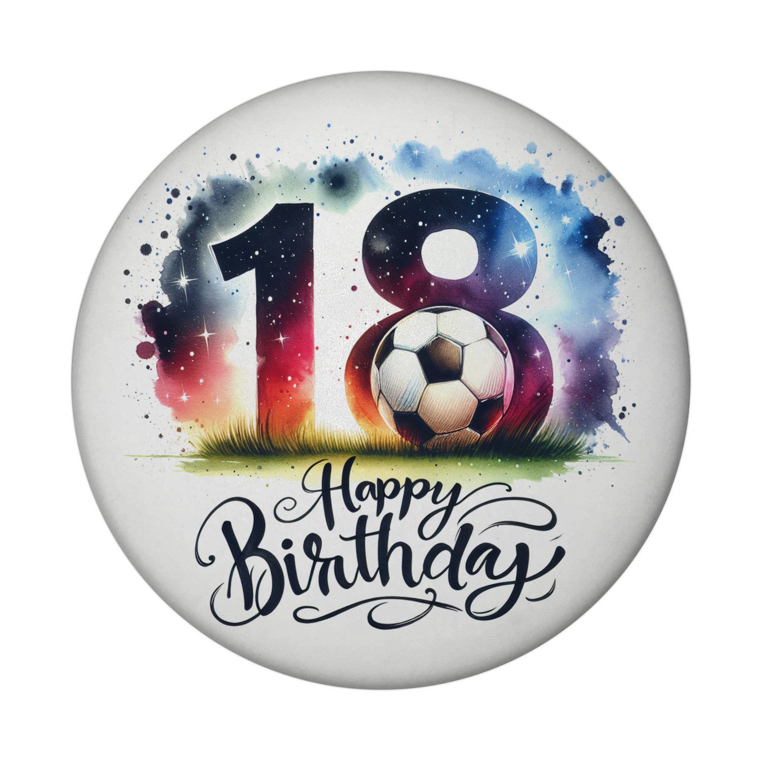 Magnet 18. Geburtstag Fußball Magnet mit Flaschenöffner rund Spruch Happy 18