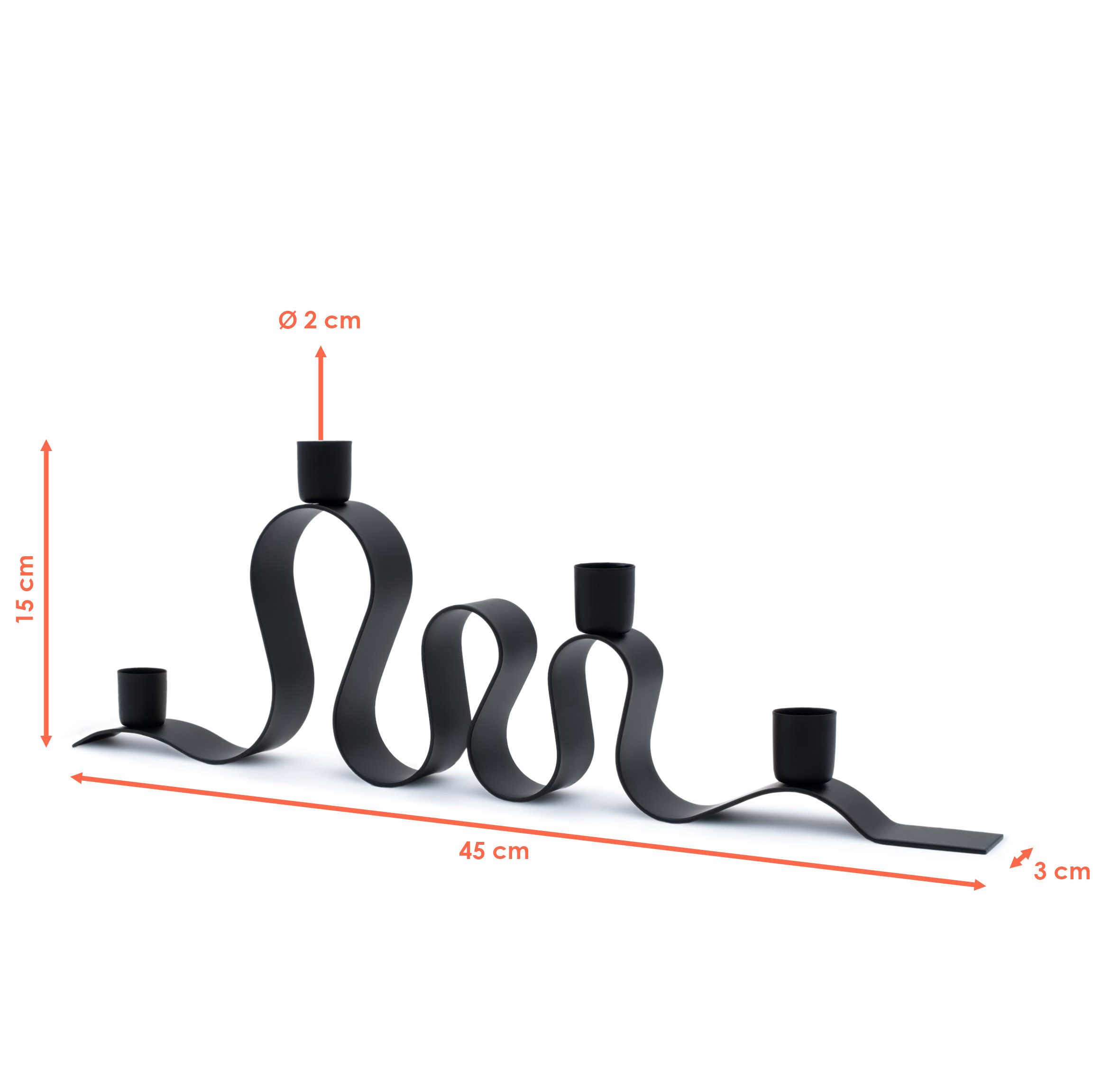 Spetebo Kerzenständer Moderner Kerzenleuchter aus Metall in schwarz ca. 45 günstig online kaufen
