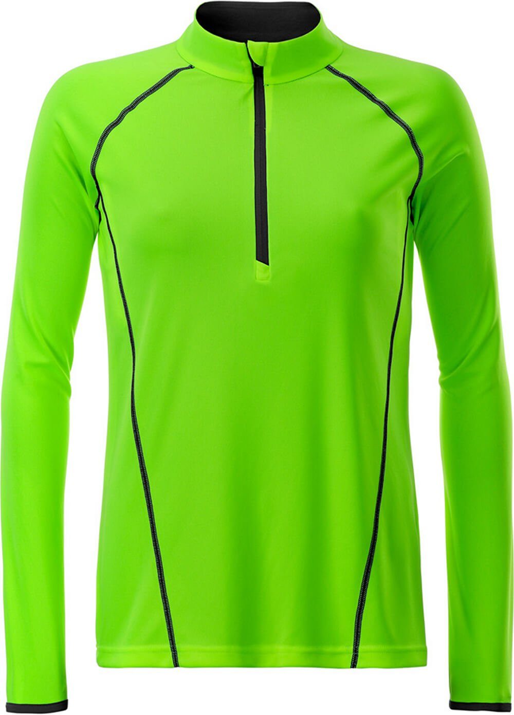 James & Nicholson Funktionsshirt James & Nicholson JN 497 Damen Langarm Funktions-Shirt schnell trocknend bright green/black