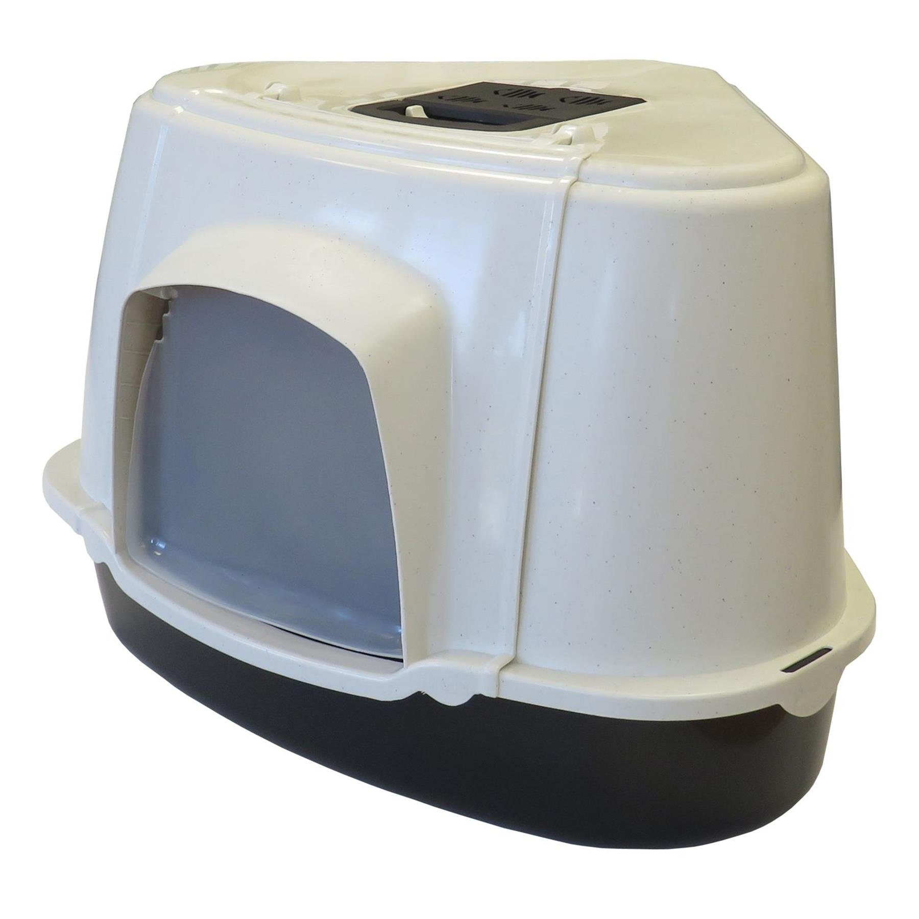 PETGARD Katzentoilette XXL Katzentoilette ORLANDO CORNER speziell für große Katzenrassen, speziell für große Katzenrassen weiss-anthrazit