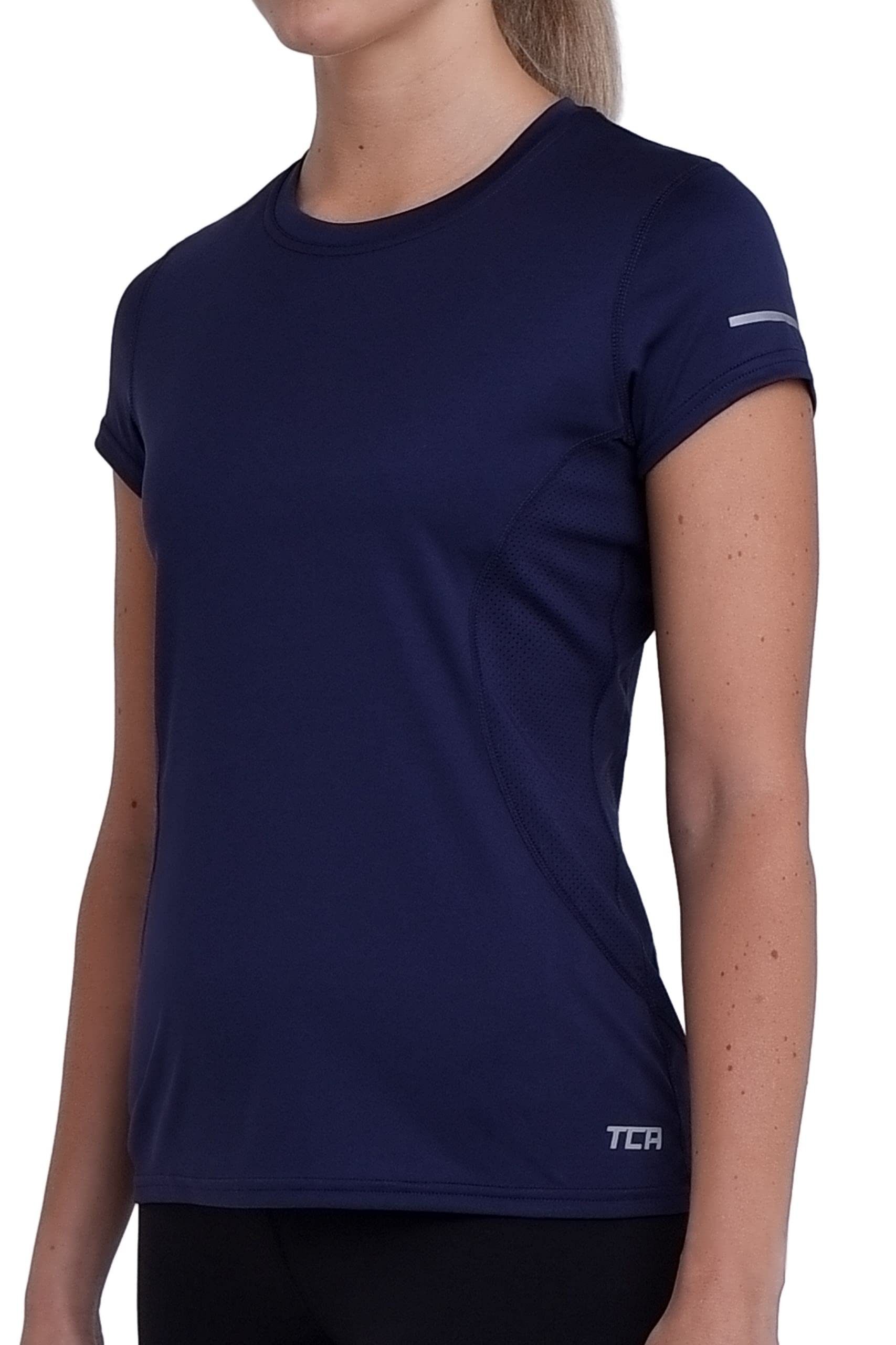 TCA T-Shirt Damen Atomic Kurzarm T-Shirt Quickdry - Dunkelblau (1-tlg)