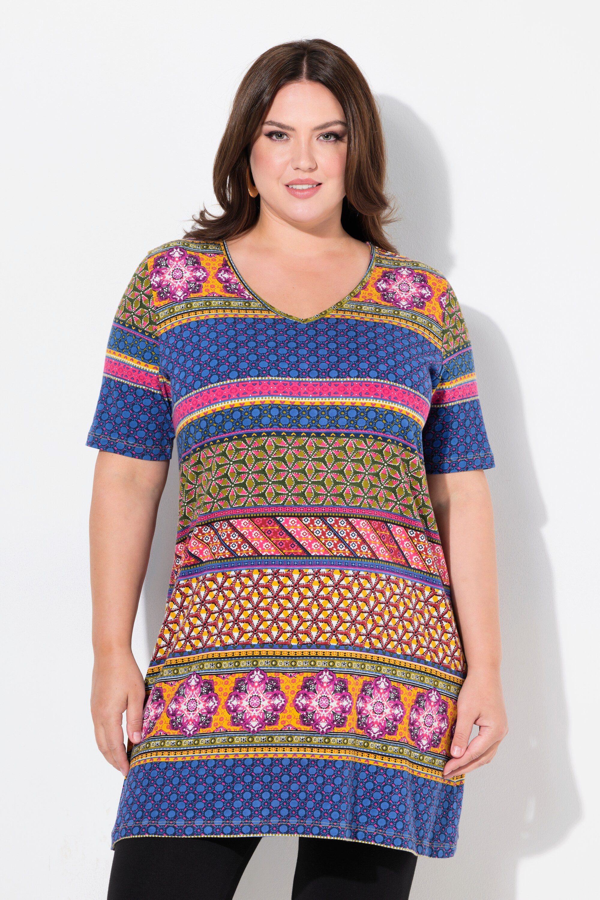 Ulla Popken Longshirt Longshirt A-Linie V-Ausschnitt günstig online kaufen