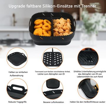 Coonoor Silikonform für Heißluftfritteuse Zubehör, Heißluftfritteuse, Airfryer Zubehör, Heißluftfritteuse Backform mit Trennwänden