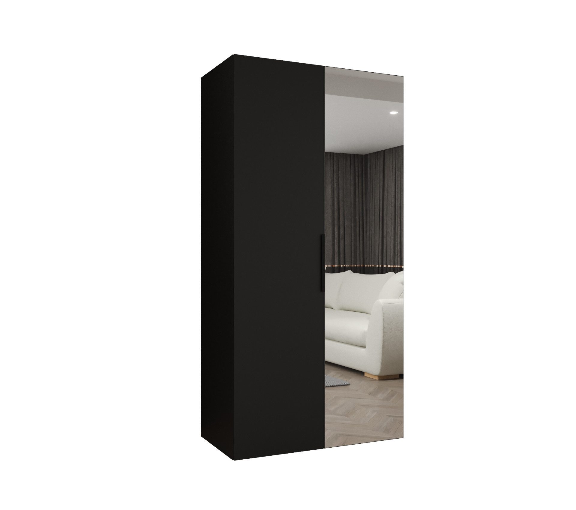 MOEBLO Drehtürenschrank SOLENA 2 (mit Spiegel – Moderner Kleiderschrank mit Soft-Close, Einlegeböden & Kleiderstange, verschiedene Breiten & Farben, Schrank Gar – Bild 2 von 5