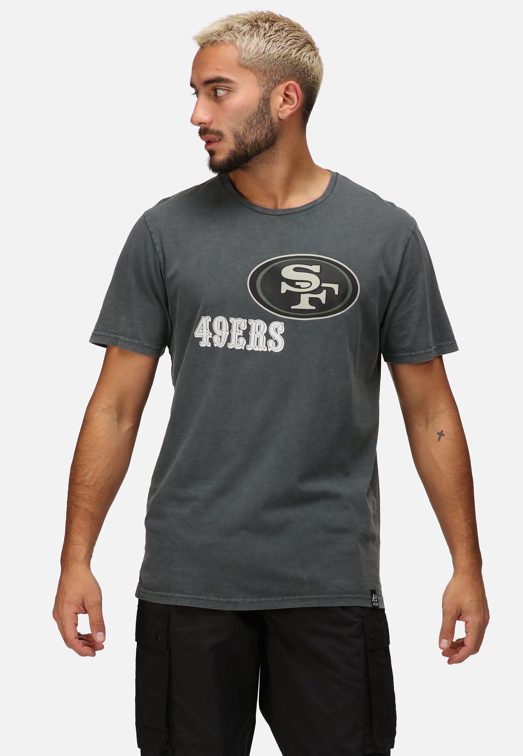 Recovered T-Shirt NFL 49ERS MONOCHROME GOTS zertifizierte Bio-Baumwolle