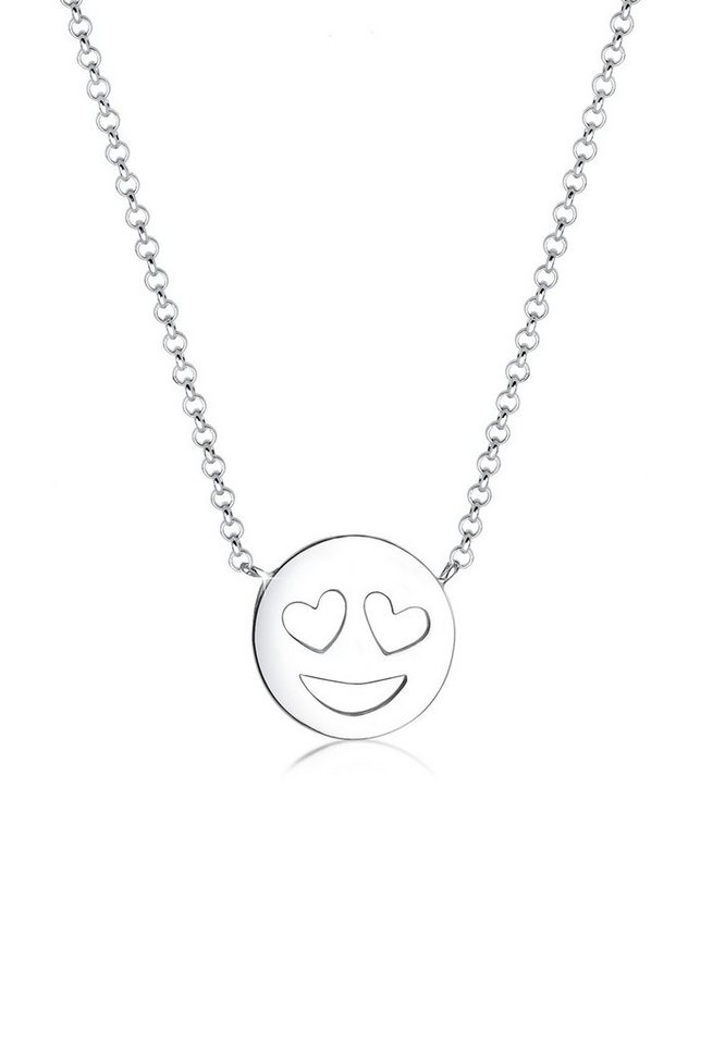 Elli Kette mit Anhänger Smile Face Emotion Emoji 925 Sterling Silber, In  sehr hochwertiger Juweliersqualität gefertigt
