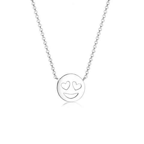 Elli Kette mit Anhänger mit Happy Smile Face 925 Silber