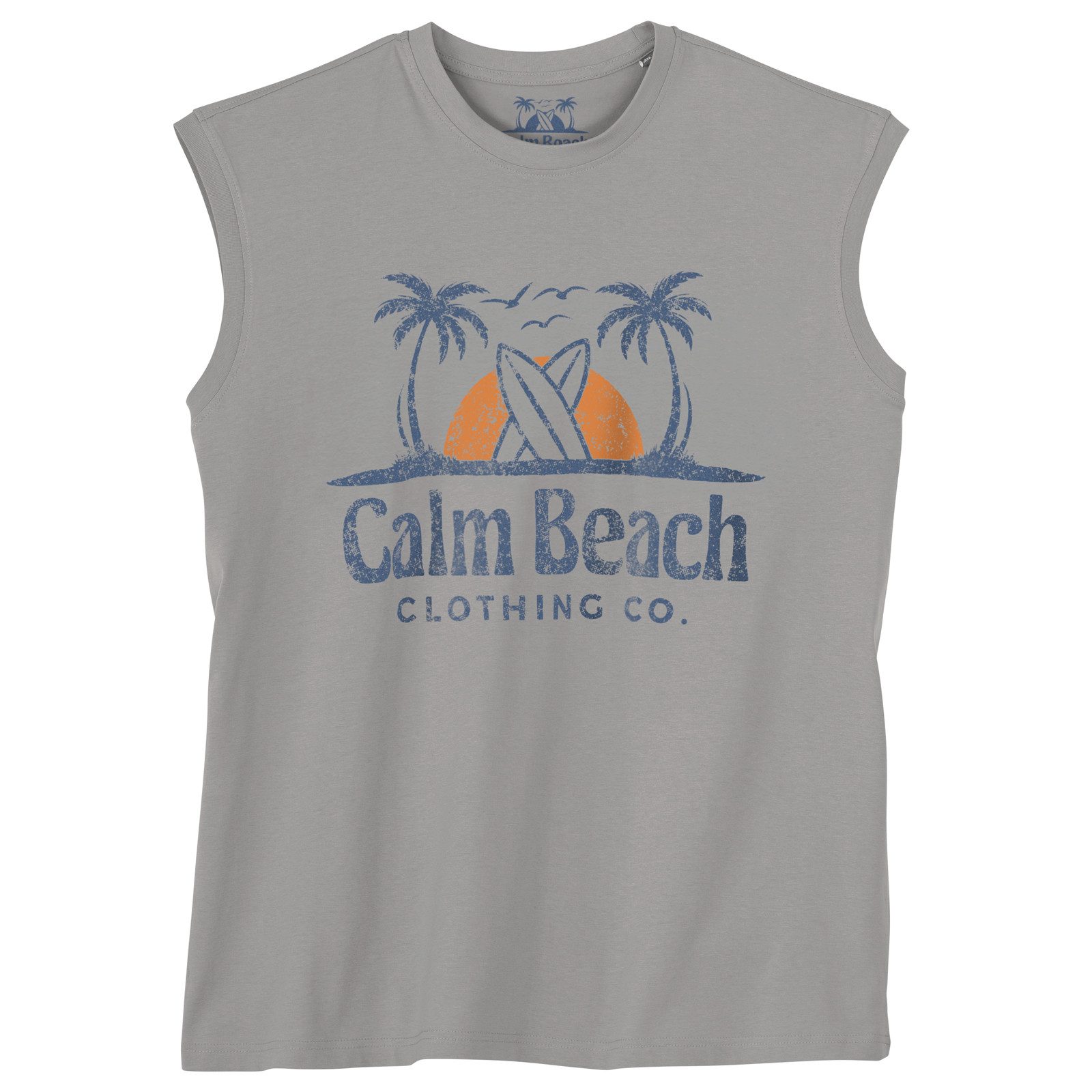 Calm Beach Muscleshirt Calm Beach Muskelshirt Übergrößen grau Logoprint