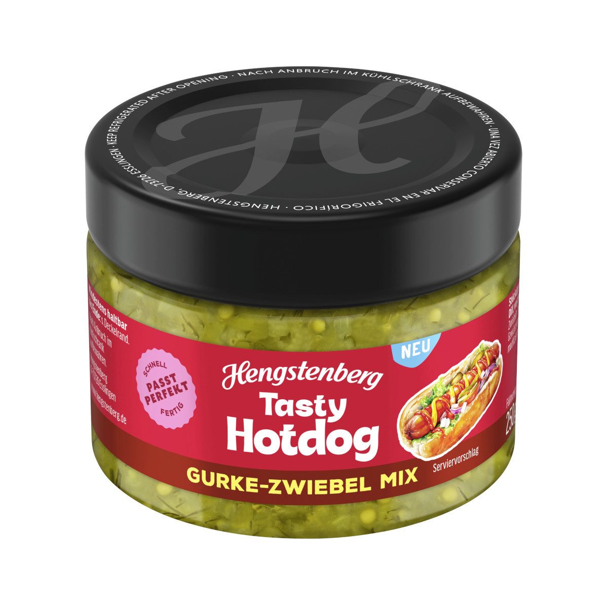 Hengstenberg Saucen, Hengstenberg Tasty Hotdog Gurke-Zwiebel Mix Packung 290ml