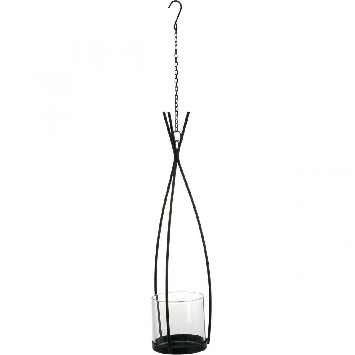 Windlicht Windlicht Hängedeko Schwarz Metall Ø8cm H40cm Garten Balkon
