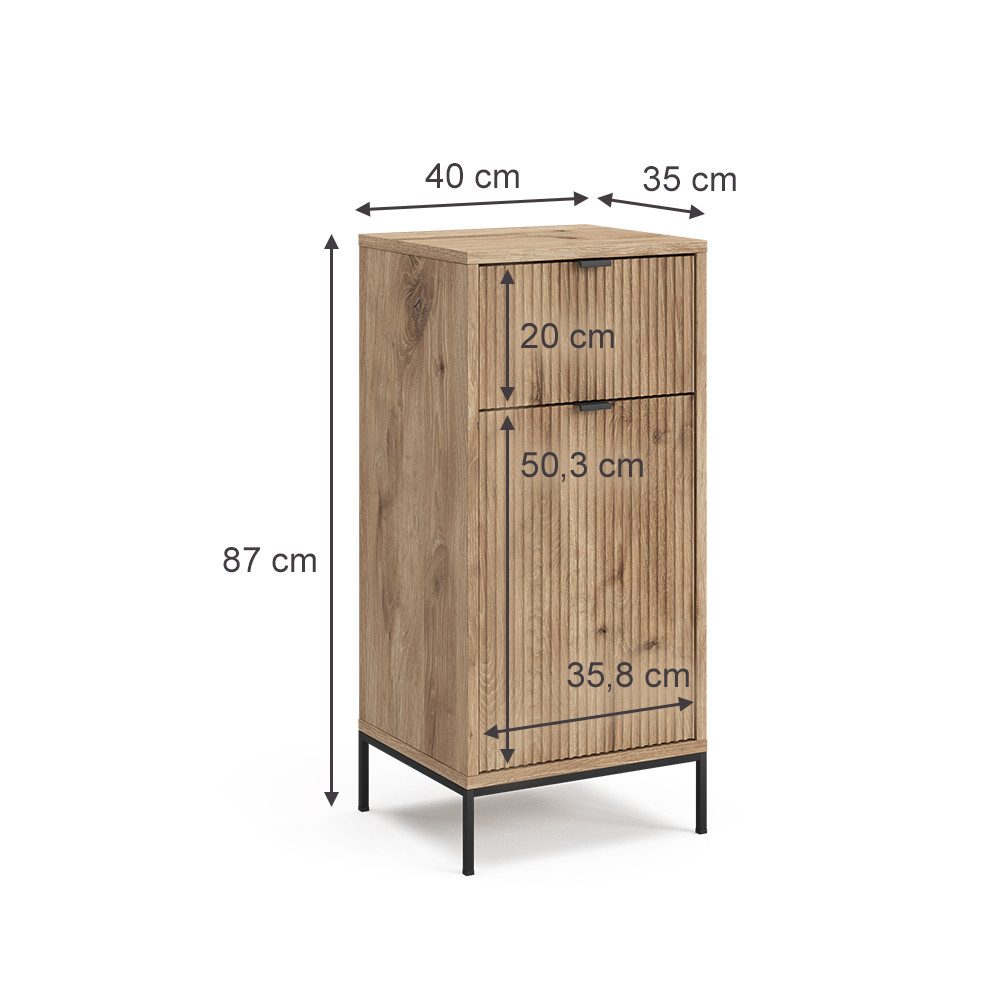 Vicco Midischrank Eliza, Viking Oak/Sonoma, 40 x 87 cm mit Tür und Schublade (1-St)