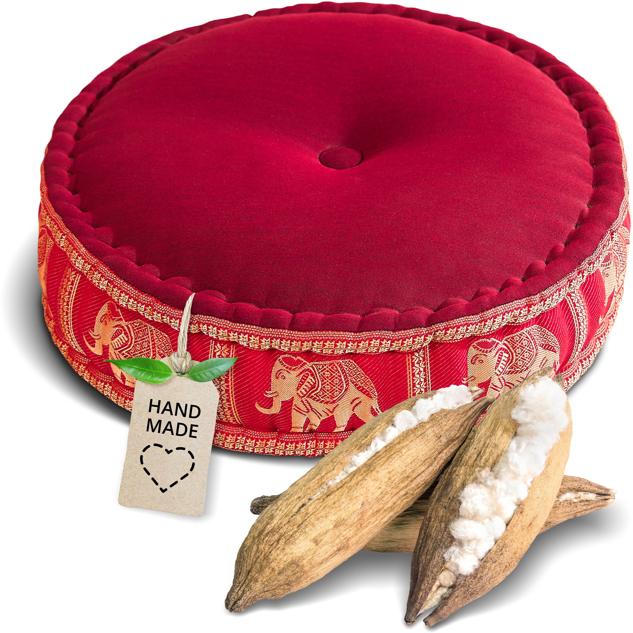 livasia Meditationskissen Zafukissen groß (Deluxe) - 45x15cm, Kapok, vegan, handgefertigt