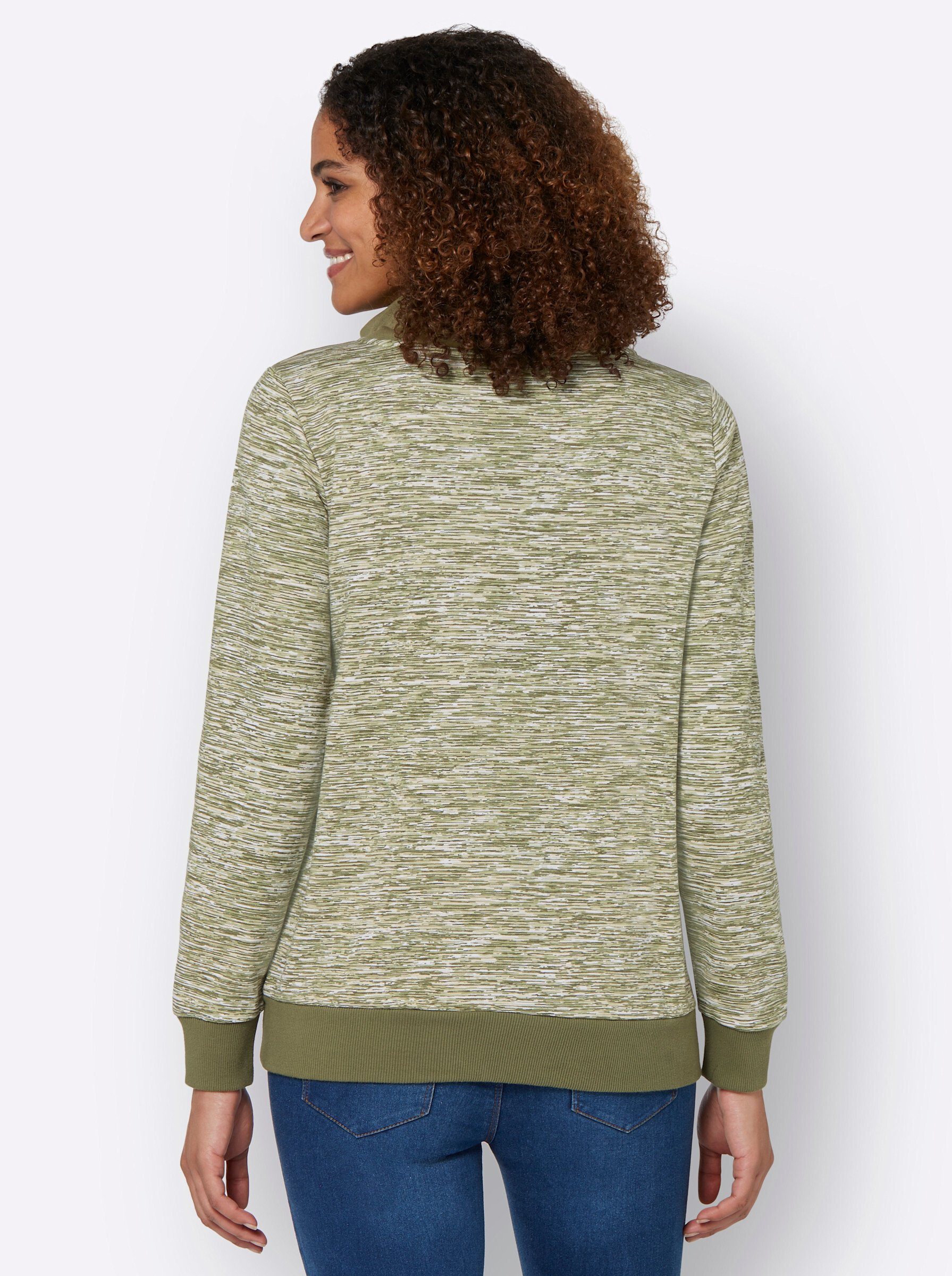 WITT WEIDEN Sweater olive-weiß-meliert