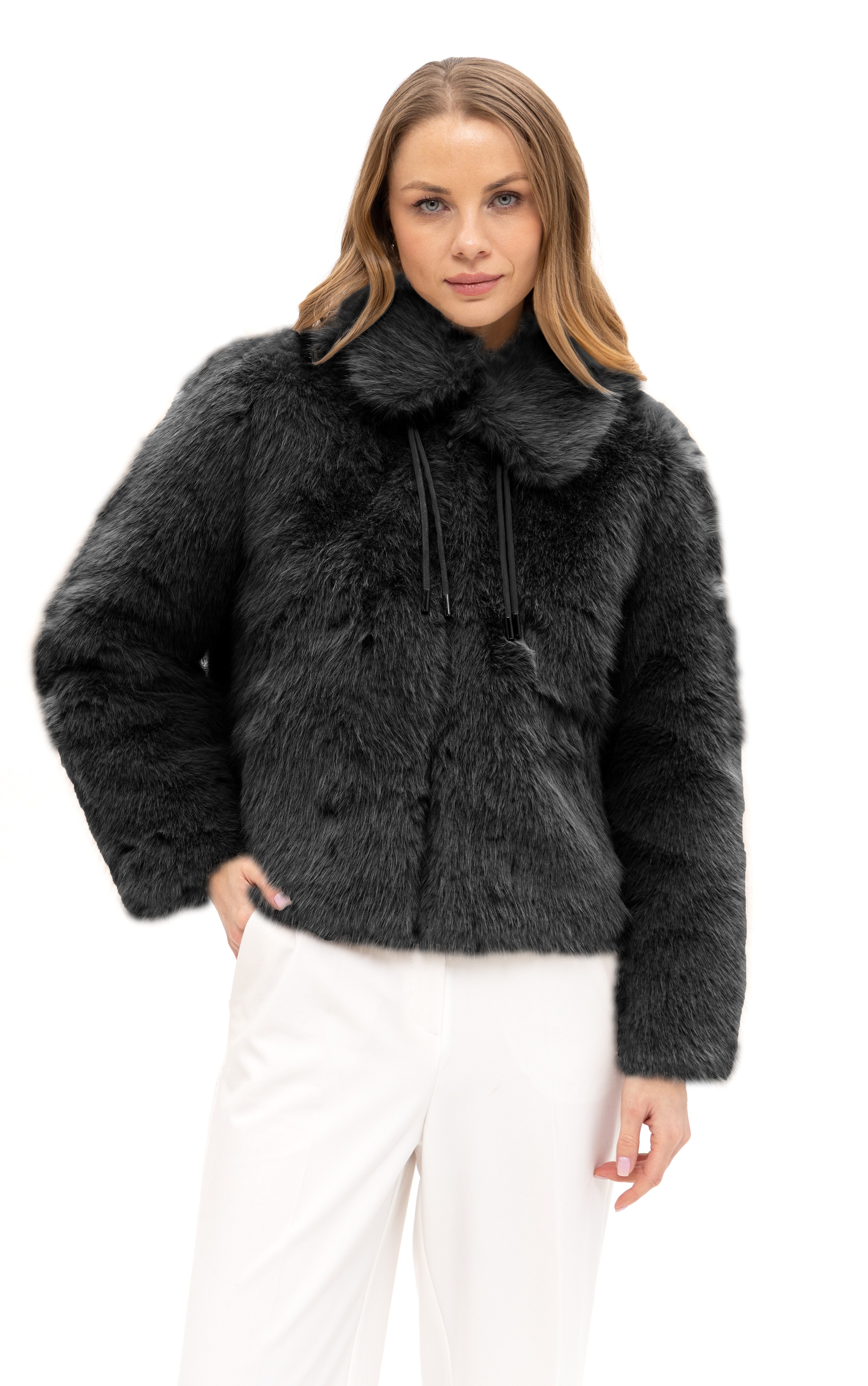 Passioni Fellimitatjacke mit Kragen Unifarbe, Ohne Kapuze günstig online kaufen