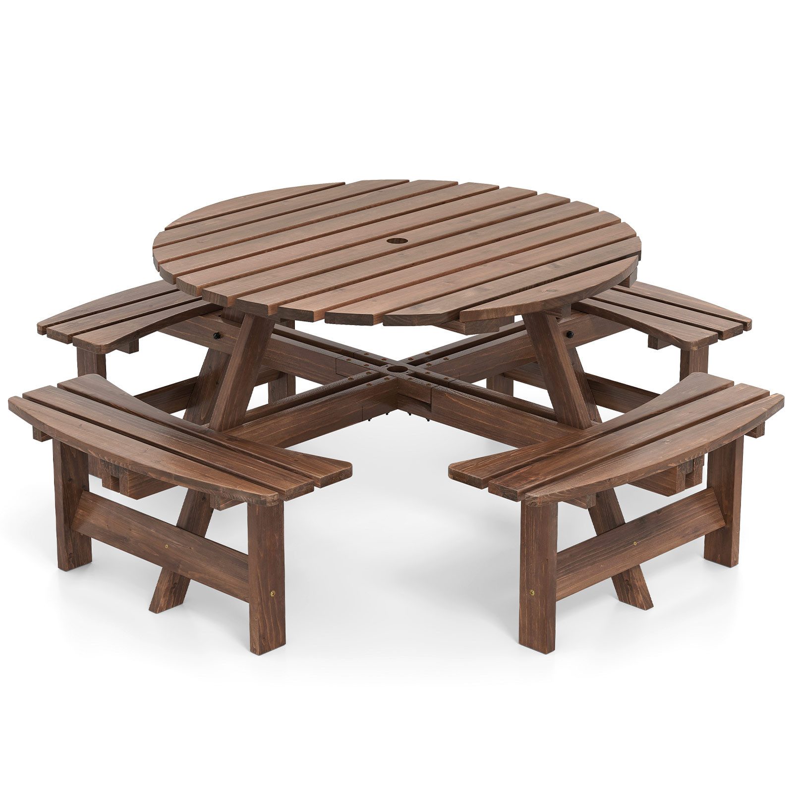 COSTWAY Bierzeltgarnitur, (5-tlg), Gartentisch mit Schirmloch, günstig online kaufen