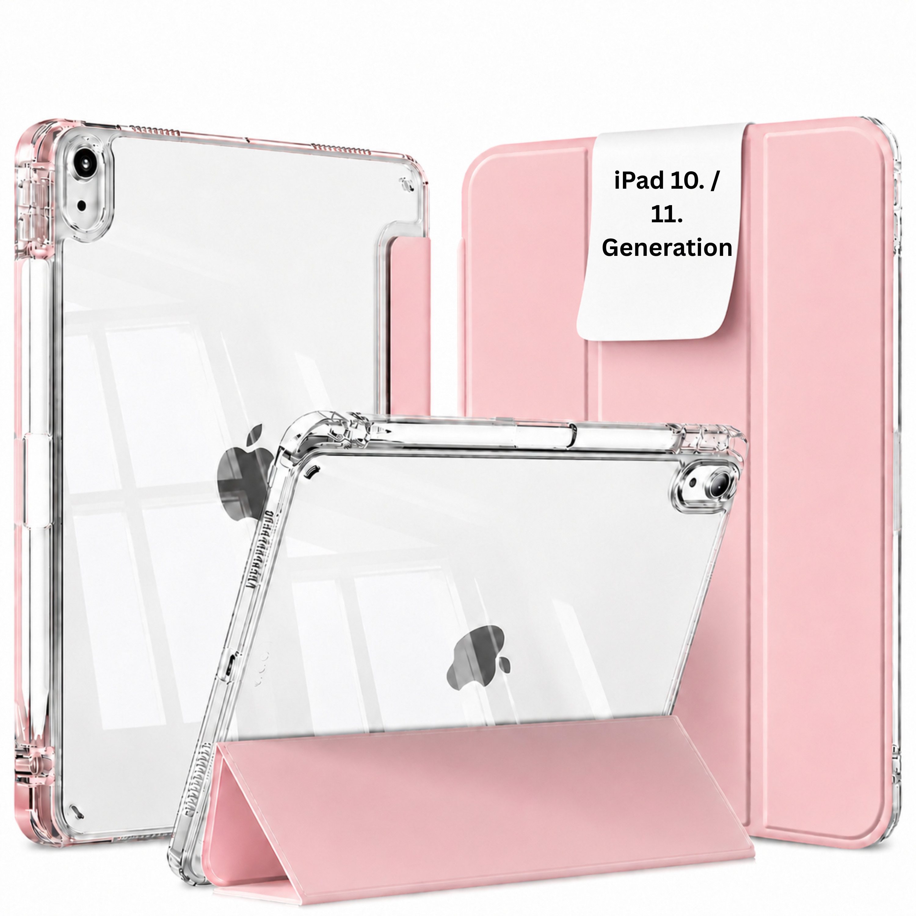 S&T Design Tablet-Hülle Hülle für iPad mit Stifthalter Transparent Stoßfest Tablet Schutzhülle, Kratzfest Hülle Cover Stoßfest Hard Case Ständer Kamera Displayschutz