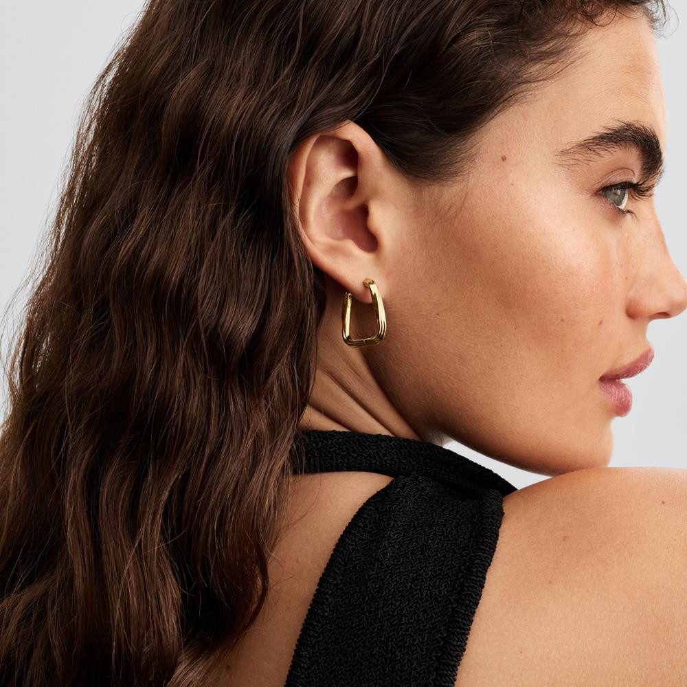Pandora Paar Ohrstecker PANDORA Rechteckige Damen Ohrringe Essence, IP Gold