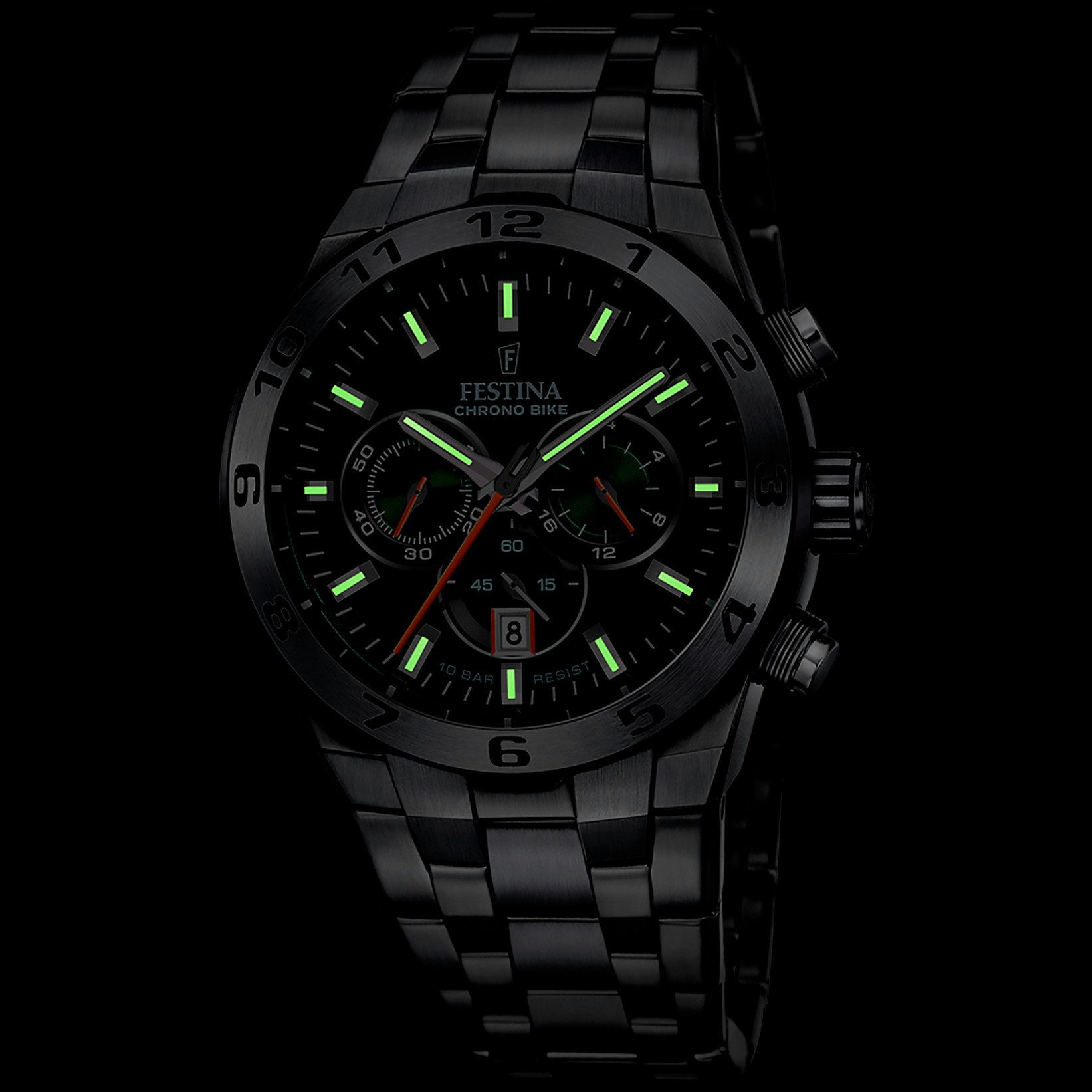 Festina Chronograph Chrono Bike 2024 – Herrenuhr mit Edelstahlarmband, F20670/2, Quarzuhr mit Stoppfunktion