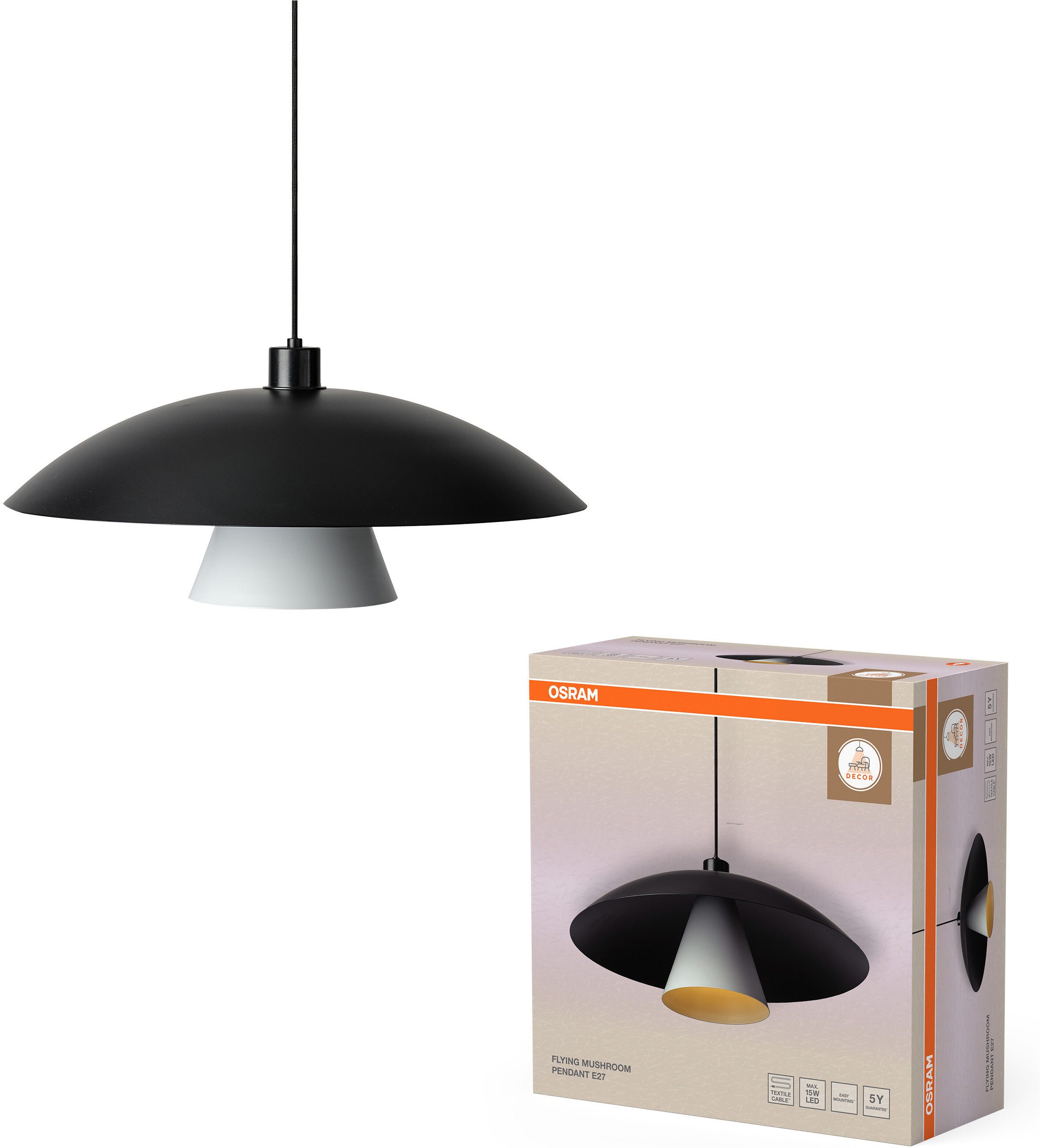 Osram Pendelleuchte Decor Flying Mushroom Pendant, ohne Leuchtmittel, Fassung E27, Stahl