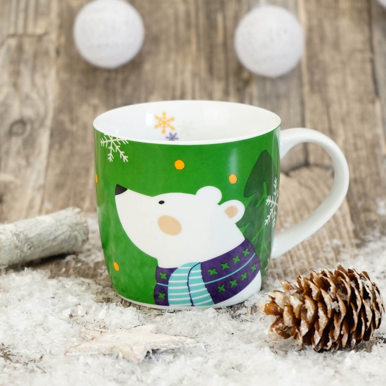 Geda Labels GmbH Tasse Tasse Happy Holidays 300ml, 1-tlg., Porzellan
