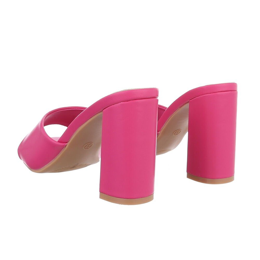 Ital-Design Blockabsatz Mules Damen Freizeit Sandaletten Pantolette & Sandalen Pink in