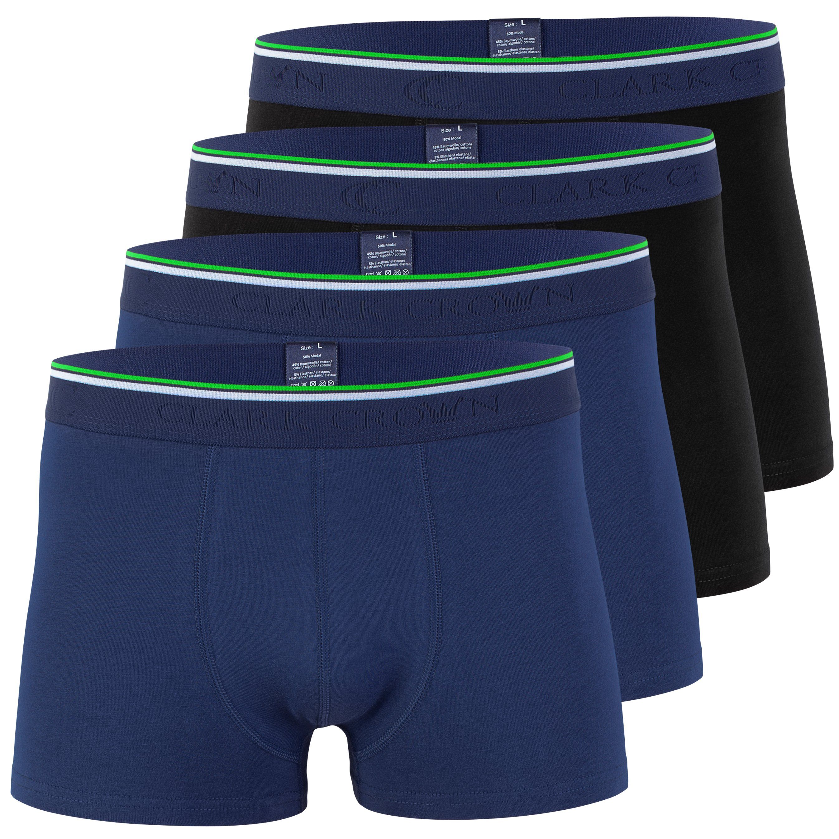 Clark Crown® Boxershorts (4-St) atmungsaktiv durch Bambusfaser marine/schwarz