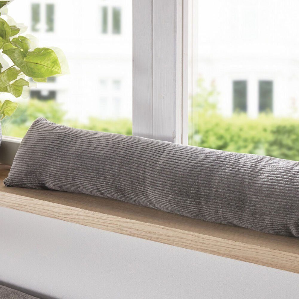 Home-trends24.de Zugluftstopper Zugluftstopper Zugluftrolle Windstopper Tür  Fensterdichtung Grau 90 cm