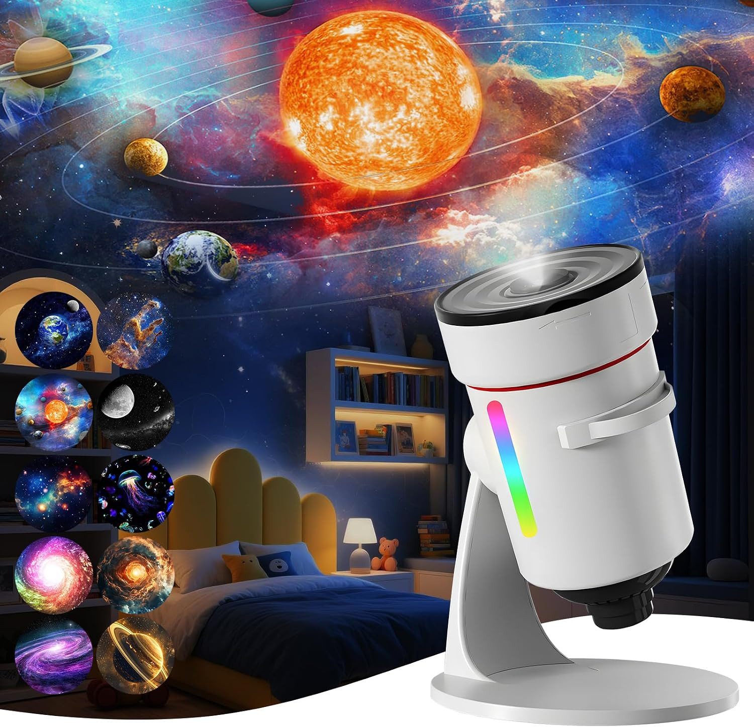 FELIXLEO LED-Sternenhimmel Planetarium Projektor mit 4K Discs, 360° Galaxy, Timer, Nachtlicht