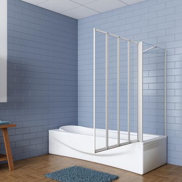 duschspa Badewannenaufsatz 140cm 4-teilige Faltwand Duschwand Glaswand mit Seitenwand, Einscheibensicherheitsglas, Sicherheitsglas, (Set), Glas