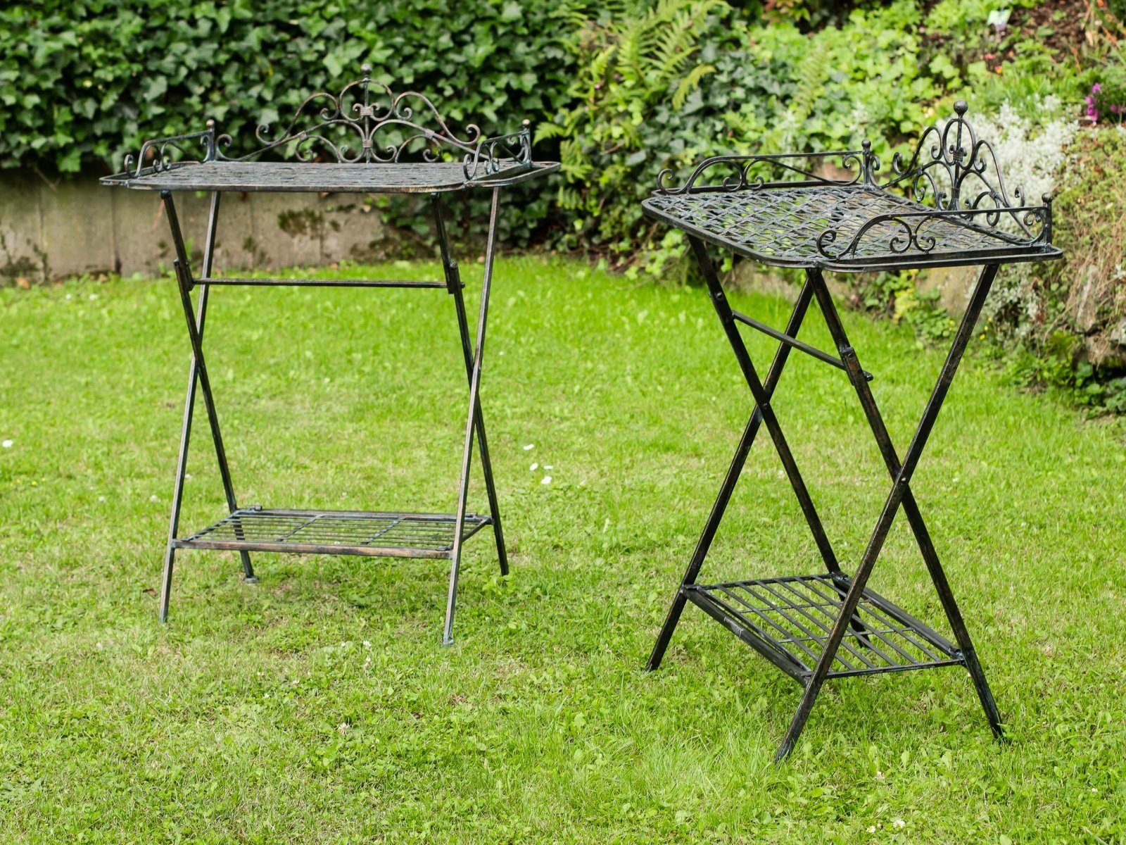 Butlers Gartentisch tray Gartentisch 2x Klapptisch Serviertisch Aubaho Garten Eisen Tisch
