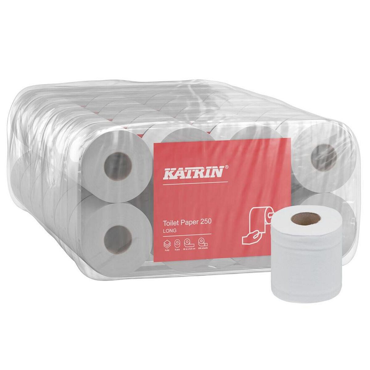 KATRIN Toilettenpapier Plus (48-St), 3-lagig, weiß, 250 Blatt/Rolle