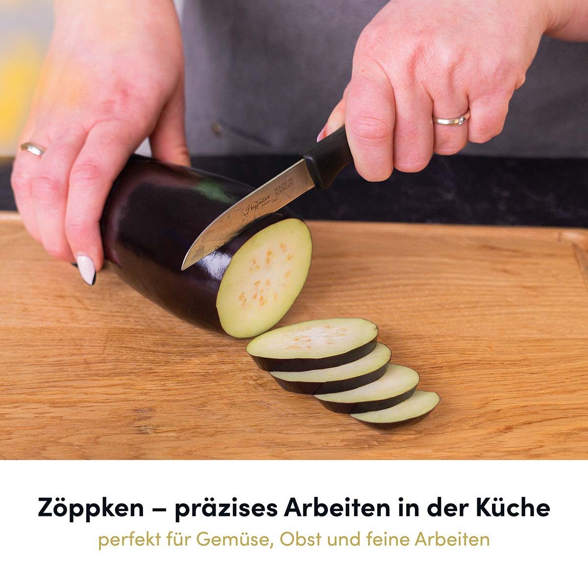 Hoffmann Germany Schneidmesser Zöppken Solingen 7,5 cm Kunststoffgriff – handgeschliffen, dünner Schliff, POM-Griff, Obstmesser & Gemüsemesser