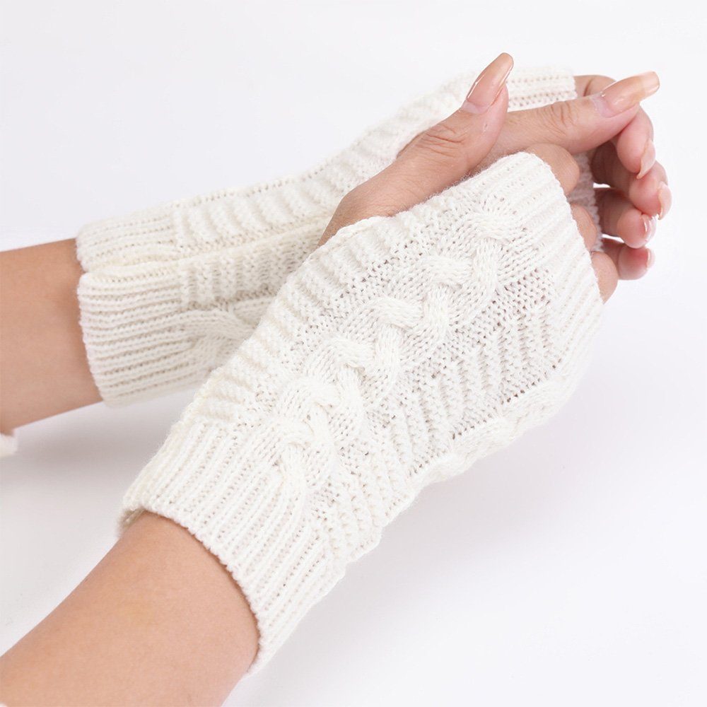 Fingerlose Handschuhe, Paar Handschuhe Strickhandschuhe Pulswärmer Halb 4 Strick zggzerg Winter