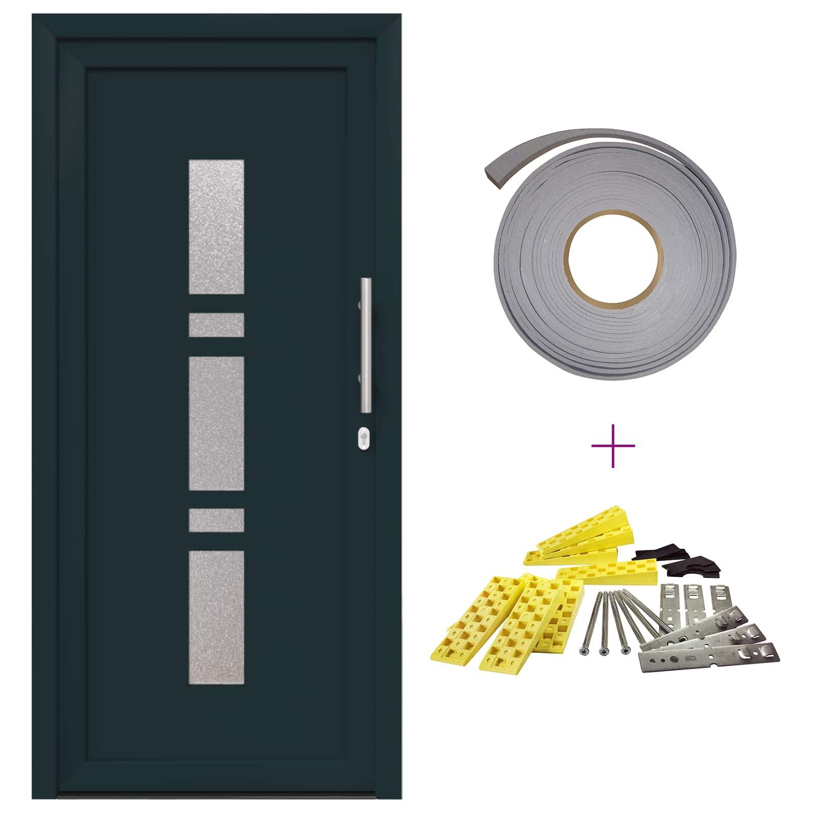 vidaXL Haustür 108 x 208 cm Haustür Vordertür Anthrazit 108x208 cm PVC