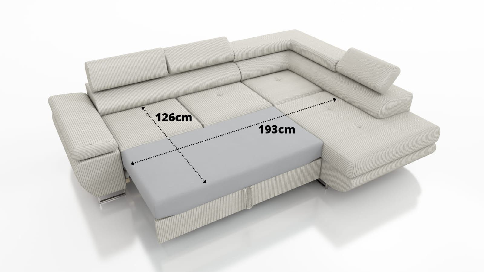 Ecksofa Schlaffunktion in Hellbeige mit Möbel Scala Rundumbezug Fun Ecksofa und Stoff Sofa mane, ELON