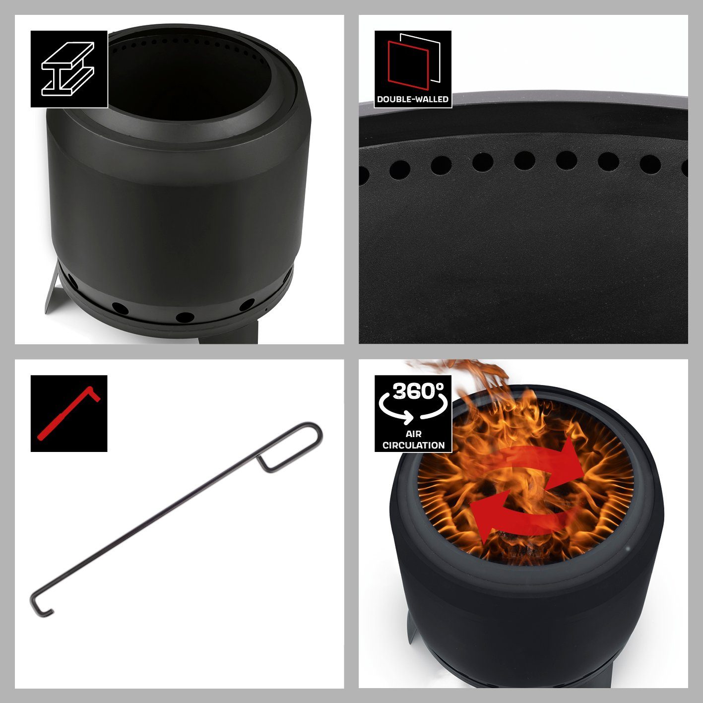 LANDMANN Feuerkorb rauchfrei groß Ø 60cm 62x61x62cm 21kg inkl