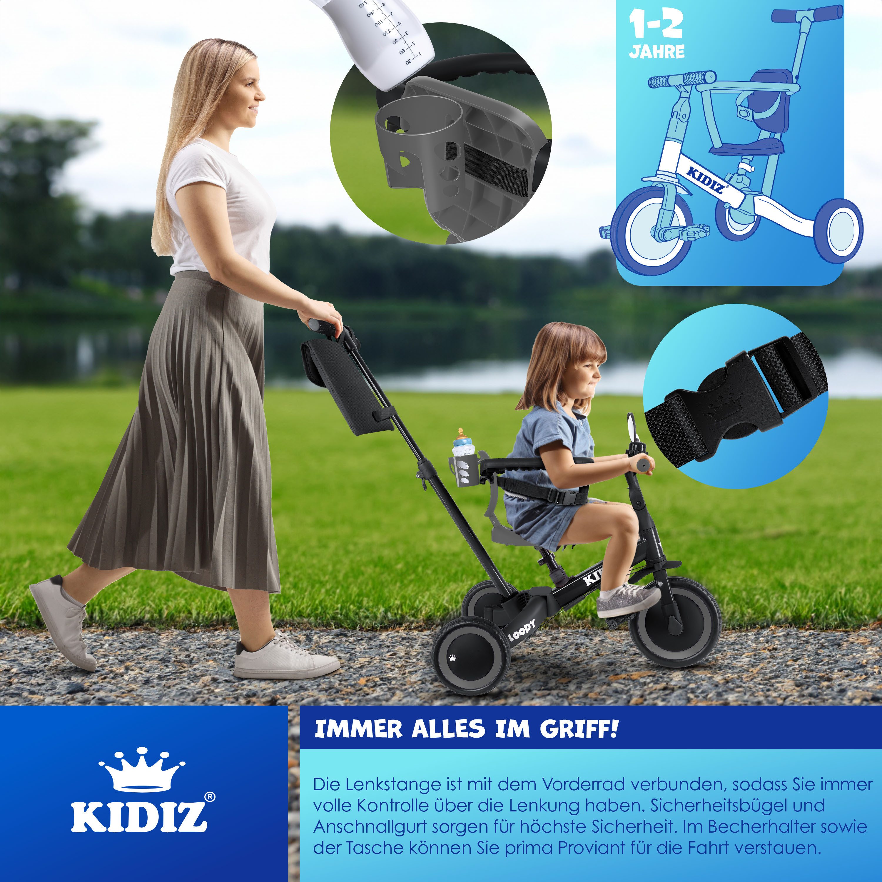 KIDIZ Laufrad, 6in1 Dreirad Loopy Laufräder Lauffahrrad Kinderdreirad