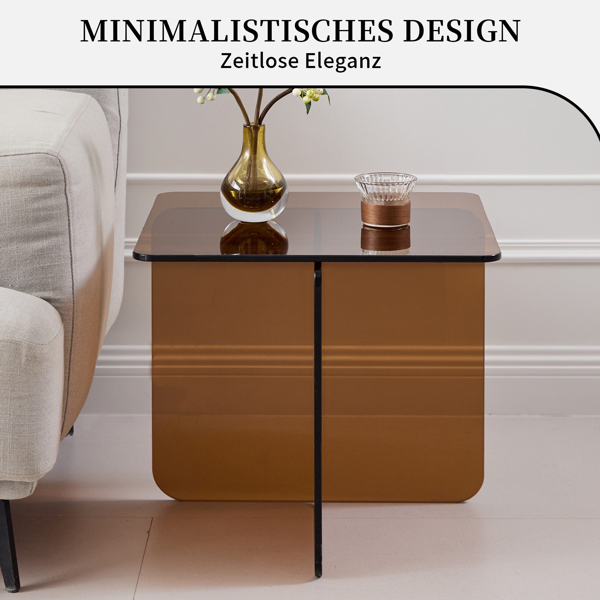 SeedWave Couchtisch Beistelltisch mit T-förmigem Gestell, 40cm Quadratischer Tischplatte, bis 23kg belastbar, Wohnzimmertisch aufrecht oder seitlich plazieren – Bild 2 von 5