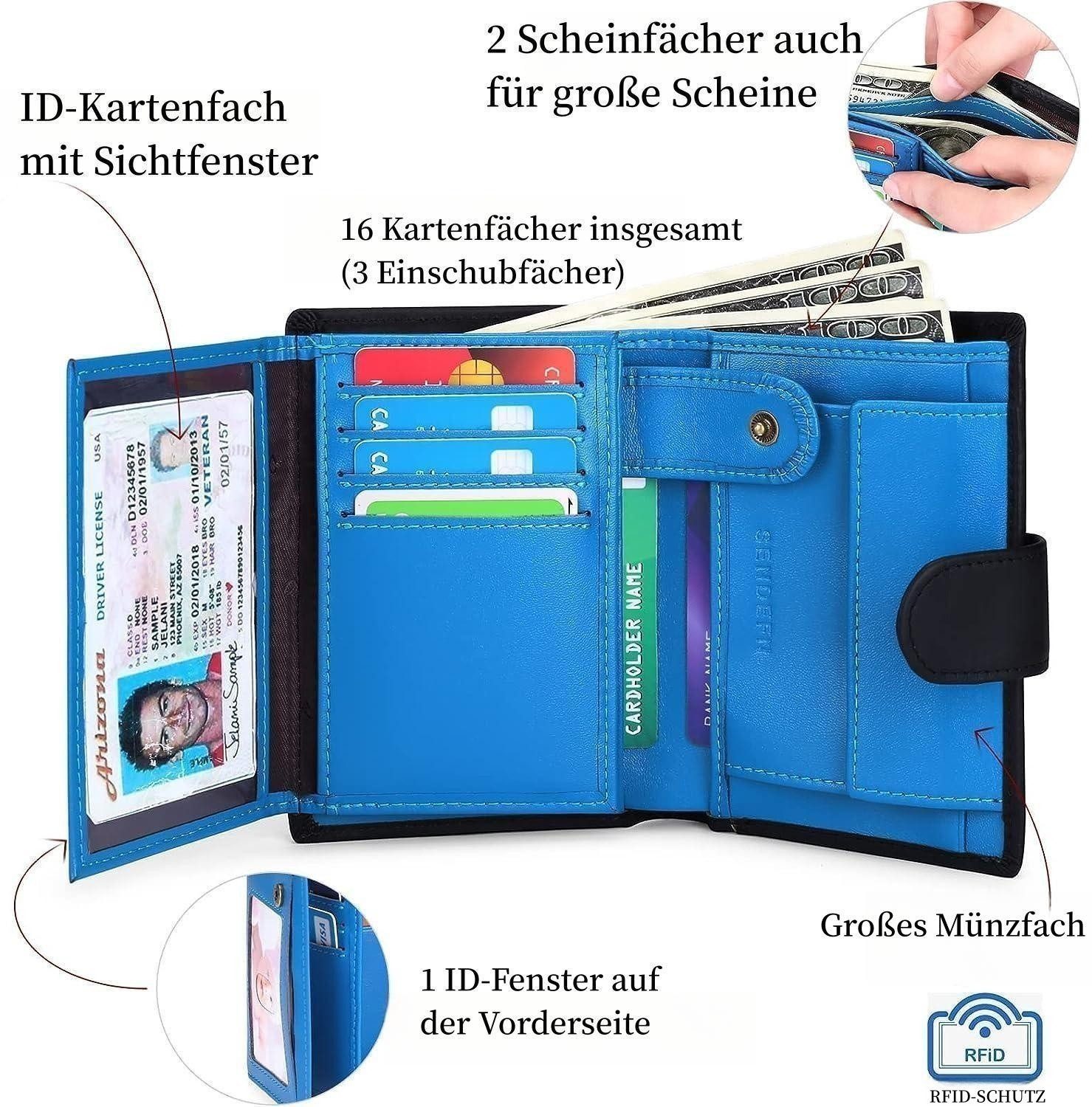 YMQHBS Geldbörse dreifach faltbar großes Echtleder-Geldbörse günstig online kaufen