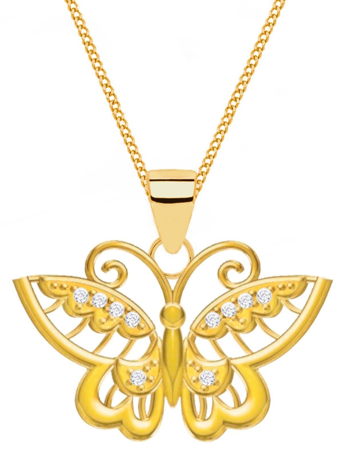 Goldene Hufeisen Kette mit Anhänger Schmetterling Halskette in Gold – Ein Hauch von Leichtigkeit, 925 Sterling Silber (hypoallergen)