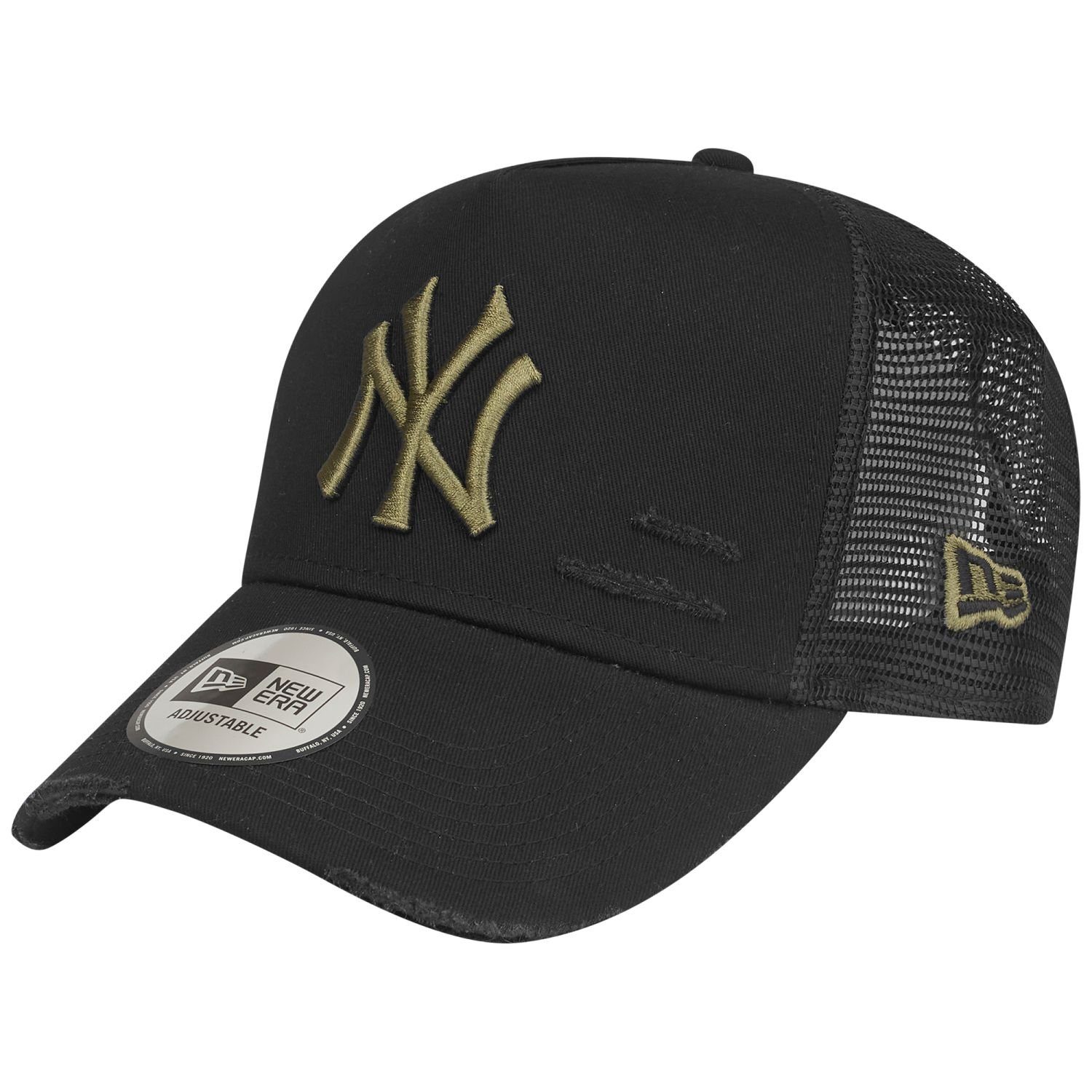 New Era Trucker Cap Trucker DISTRESSED New York Yankees Schwarz/Oliv