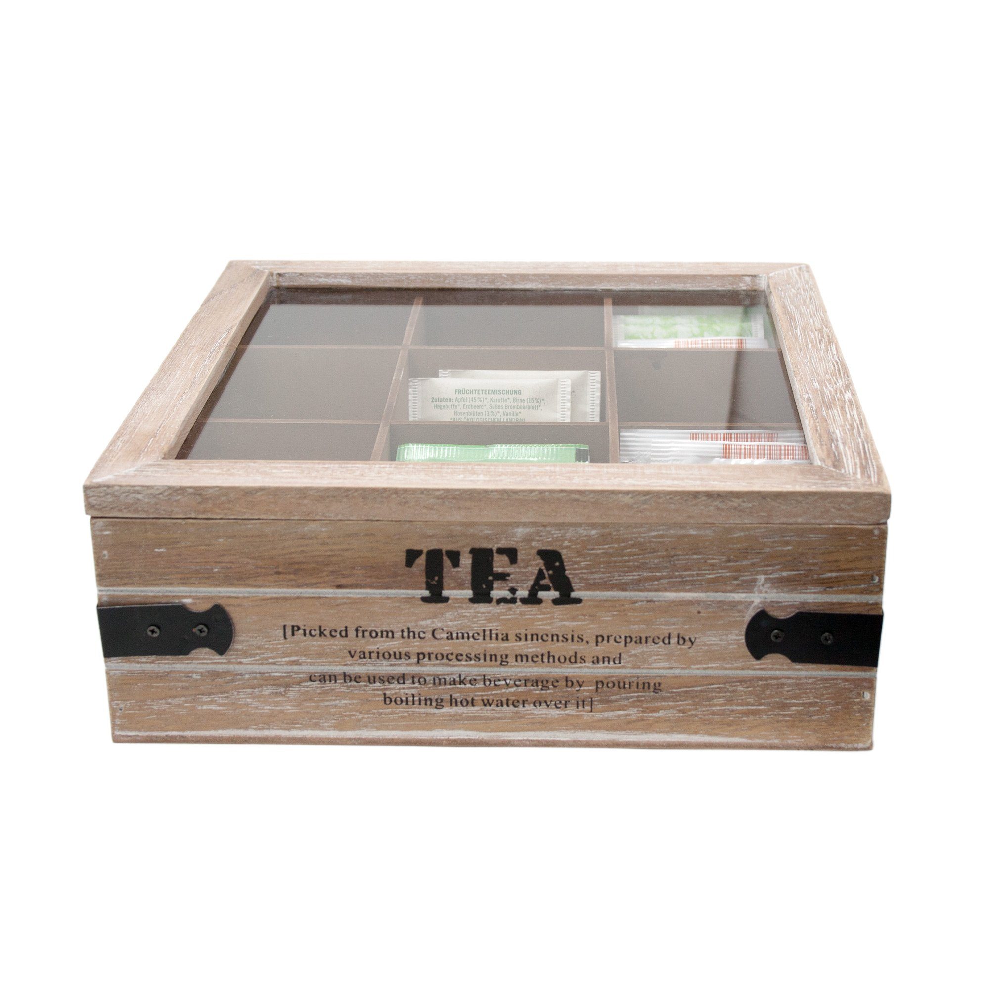 ToCi Teebox ToCi Teebox 9 Fächer Holz Vintage Tea Teekiste Teebeutel Aufbewahrung