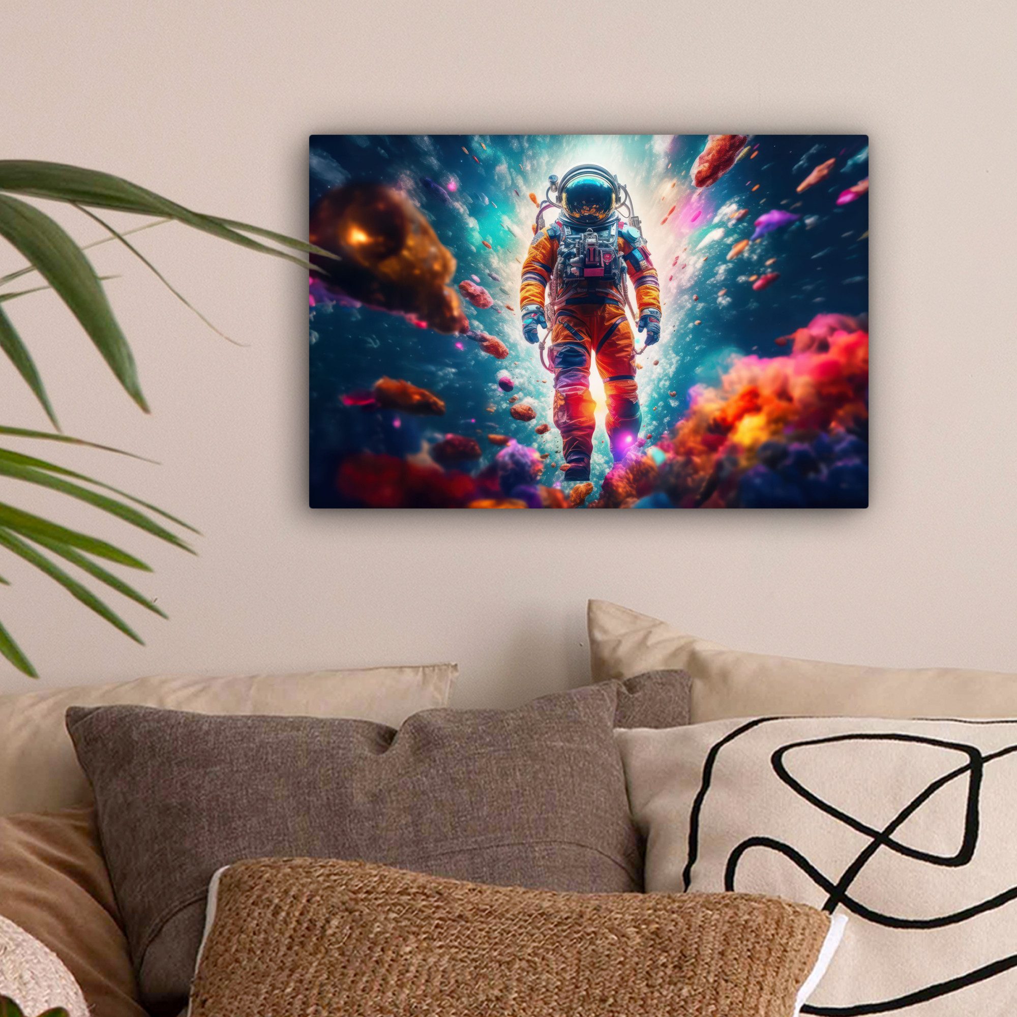 OneMillionCanvasses® Leinwandbild Astronaut - Neon - günstig online kaufen