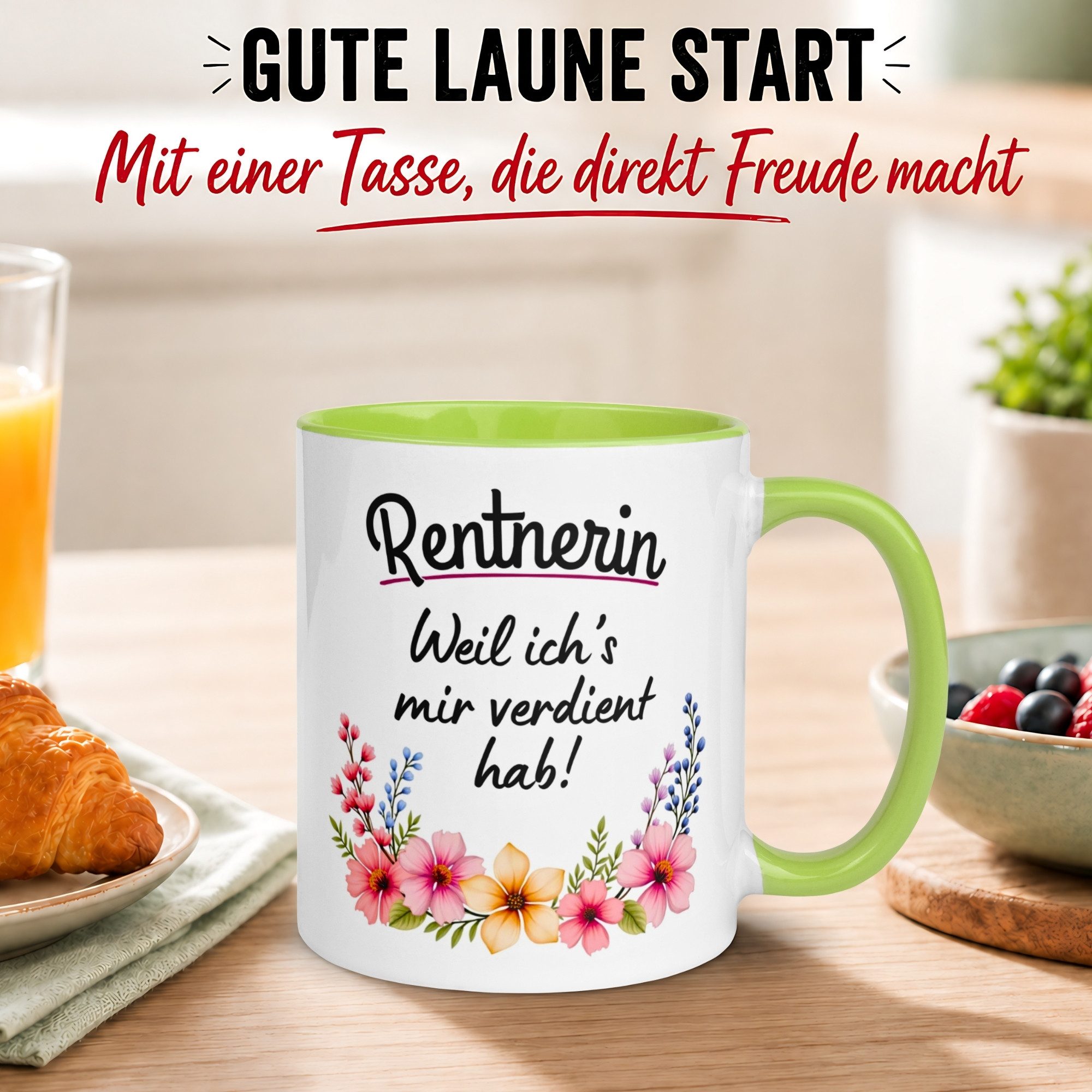 Momentals Tasse Rente Frau – Weil ichs mir verdient hab – Geschenk Rentnerin Ruhestand, Gratis Versand · Links-&Rechtshänder · Spülmaschinenfest