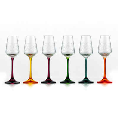 Crystalex Likörglas »Sandra Likörgläser Kristall Likörglas 65 ml mehrfarbige mit Gravur«, mehrfarbig, pantografie