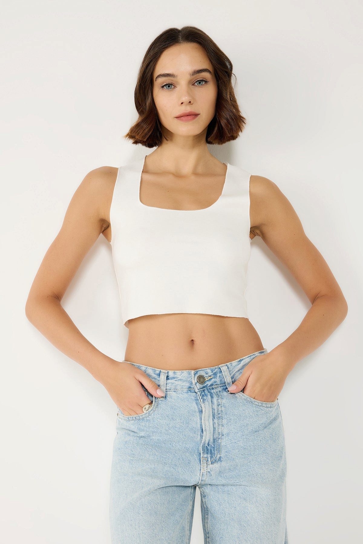 No Matter What Crop-Top Basic-Top aus Stretch-Strick